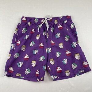US SURF CLUB HAWAII Swim Trunk Shorts Men’s M Lined Drawstrings Pockets Cupcakes